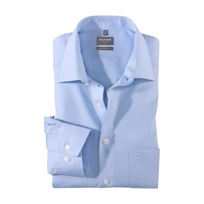 Abbildung von OLYMP Herren Oberhemd Langarm Luxor,Faux Uni,Luxor Comfort fit,13 New Kent,bleu 11,43