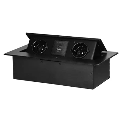 Abbildung von Miratic Schreibtisch Steckdose Tischsteckdose versenkbar Modern mit Flachem Rand kein Stromkabel 2x USB Ladegerät (Typ A und C; 3,6A)
