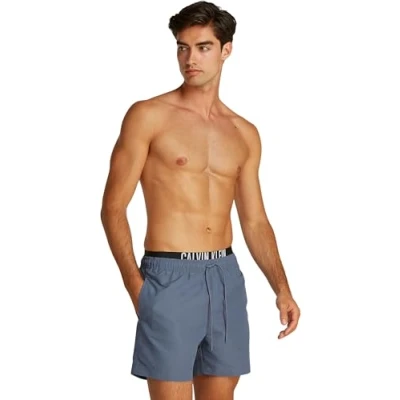 Abbildung von Calvin Klein Swimwear Medium Double Badeshorts, Herren, Größe: Small, Grisaille