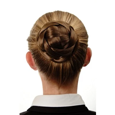 Abbildung von WIG ME UP Haarknoten Dutt Haarteil aufwendig geflochten Brautschmuck Tracht Steck Kamm Haarnadel Braun Goldbraun Q399D 12