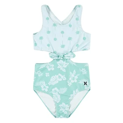 Abbildung von Hurley Mädchen Hrlg Tie Front Monokini Einteiliger Badeanzug, Blue Cloud, 12 años