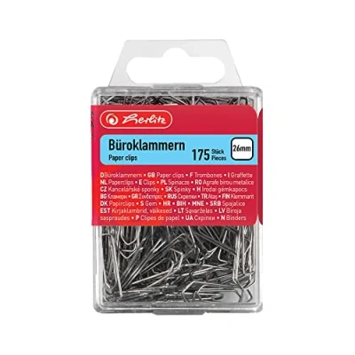 Abbildung von Herlitz Büroklammer 26 mm, 175 Stück transparent in Hängebox, metall verzinkt