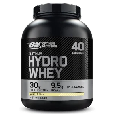 Abbildung von Optimum Nutrition Platinum Hydro Whey, Hydrolysiertes Molkenprotein Isolat Pulver mit essentiellen Aminosäuren, Glutamin und BCAA, Geschmack: Vanilleschote, 40 Portionen, 1,6 kg