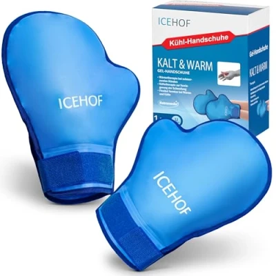Abbildung von ICEHOF Kühlhandschuhe [2x] Sanfter Stoff Kühlende Handschuhe für Hände/Finger bei Chemo Therapie/Rheuma Gel Kältehandschuhe (blau)