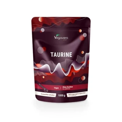 Abbildung von 100% Reines Taurin Pulver 3000 mg 1kg mit Messlöffel Vegan &amp; Ohne Zusatzstoffe Bis zu 3 Jahre Vorrat Deutsche Produktion von Vegavero®