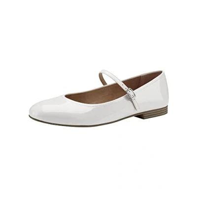 Abbildung von Tamaris Damen Riemchen Ballerina Vegan; WHITE PATENT/weiß; 37