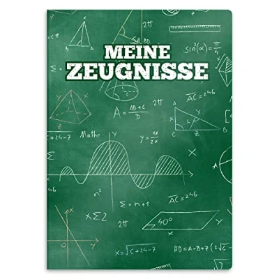 Abbildung von itenga Zeugnismappe mit Motiv DIN A4 stabile Dokumentenmappe Sichtbuch für Zeugnisse 20 Hüllen Kinder Jugendliche Schüler Mädchen Jungen (Motiv Formeln Schule)