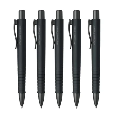 Abbildung von FABER CASTELL 205255 Kugelschreiber Poly Ball Urban Black, 5 Stück, mit auswechselbarer XB Mine, dokumentenecht