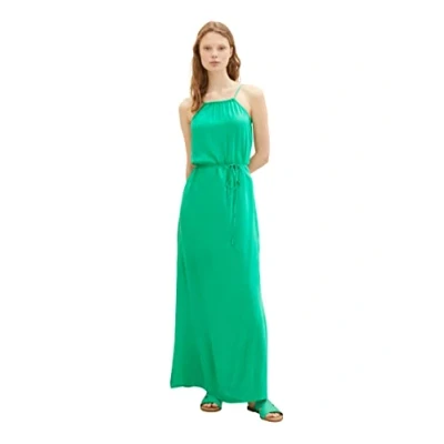 Abbildung von TOM TAILOR Denim Damen 1036843 Maxikleid mit Bindegürtel, 17327 Vibrant Light Green, M