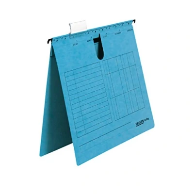 Abbildung von Original Falken 5er Pack Hängehefter UniReg. Made in Germany. Kaufmännische Heftung, aus Recycling Karton für DIN A4 blau Blauer Engel ideal die lose Blatt Ablage im Büro und der Behörde