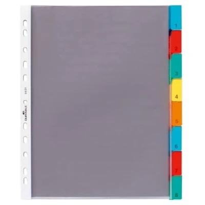 Abbildung von Durable Hüllenregister A4 8 teilig, 1 Stück, transparent mit bunten Taben, 663119