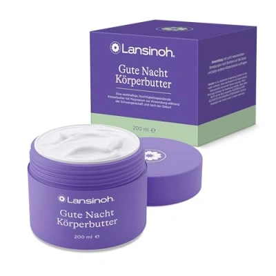 Abbildung von Lansinoh Gute Nacht Körperbutter mit Magnesium, Sheabutter &amp; Kakaobutter reichhaltige feuchtigkeitsspendende Body Butter für Schwangerschaft und nach der Geburt 200 ml