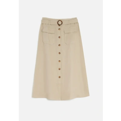 Abbildung von Caroll CAROLL; French BRAND; FASHION; ELEGANT; Modern ROCK Agnes 100 % Leinen Alinienrock, Damen, Größe: 40, Taupe