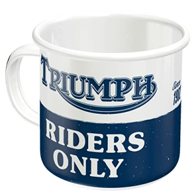 Abbildung von Nostalgic Art Retro Emaille Tasse, 360 ml, Triumph Riders Only Geschenk Idee für Biker, Camping Becher, Vintage Design