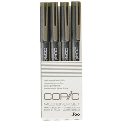 Abbildung von COPIC Multiliner Set, Warm Gray, 4 Fineliner in verschiedenen Strichstärken, Zeichen Stifte mit einer feinen Spitze und wasserbeständiger Pigmenttinte