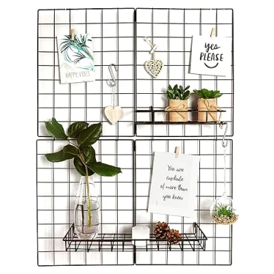 Abbildung von Gadgy Wandgitter schwarz 2er Set Metallgitter Zimmer Deko Aesthetic Pinnwand groß Gitter Küche Schreibtisch Fotohalter Wand