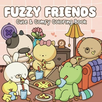 Abbildung von Fuzzy Friends: Cute and Comfy Coloring Book for Adults Teens Featuring Adorable Animal Characters Perfect Stress Relief Relaxation (Fuzzy Friends coloring, Band 1)