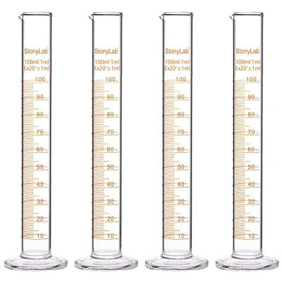 Abbildung von StonyLab 4er Pack 100 ml Borosilikatglas Labor Zylinder Messzylinder, Glass Cylinder