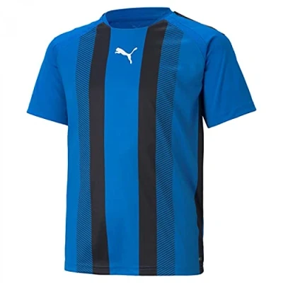 Abbildung von puma Unisex Kinder Teamliga Striped Jersey Jr Shirt, Electric Blue Lemonade Black White, 152 EU