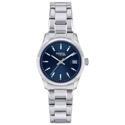 Abbildung von Breil Classic Elegance Damen Armbanduhr aus Edelstahl in der Farbe Silber Blau 32mm, Wasserdichtigkeit: 5Bar, EW0597