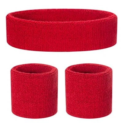 Abbildung von ONUPGO Kinder Schweißbänder Stirnband Armband Set Athletisches Baumwollschweißband für Sport (1 + 2 Armbänder)