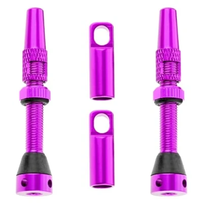 Abbildung von DRELD 2 Stück Fahrrad Tubeless 44mm, 1 Paar Presta Ventile, MTB Tublessventiel, Aluminiumlegierung, Ventilschaft (44mm Lila)