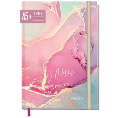 Abbildung von paper&amp;you® Notizbuch A5+ liniert mit Gummiband [Silky Pink] 156 Seiten, 78 Blatt als Bullet Journal, Tagebuch, Notizheft nachhaltig &amp; klimafreundlich