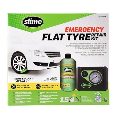 Abbildung von Slime CRK0305 IN Flache Reifenreparatur, Smarte, Autoreifen Notfallausrüstung, enthält Dichtmittel und Reifenkompressor, Geeignet für Autos andere Autobahn Fahrzeuge, 15 Min Reparatur
