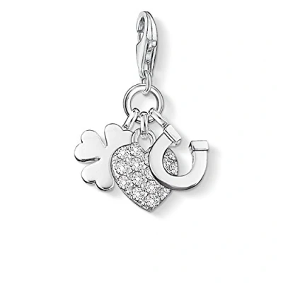 Abbildung von Thomas Sabo Damen Charm Anhänger Herz Hufeisen Kleeblatt Club 925 Sterling Silber 0870 051 14