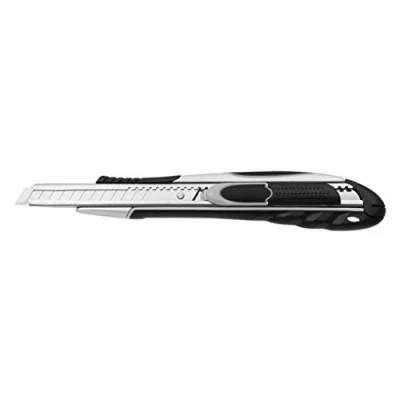 Abbildung von Westcott E 84030 00 Duo Sicherheits Cutter, Safety, Klinge mit automatischem Klingenrückzug und Rasterautomatik, 9 mm