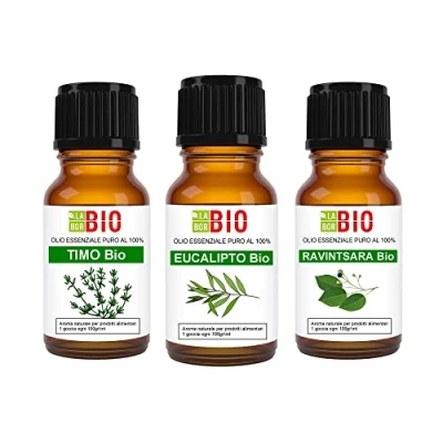 Abbildung von EukalyptusÖl ThymianÖl Ravintsara Öl Bio Set Ätherisches 100% Reines Aromatherapie Kosmetik Therapeutische Laborbio