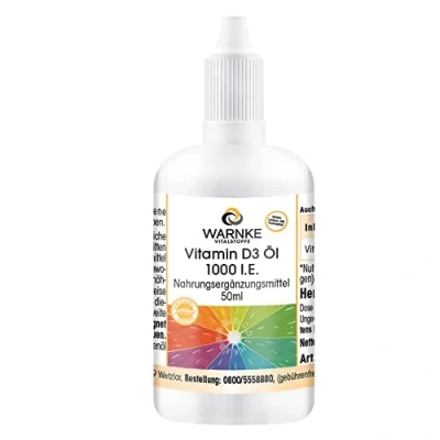 Abbildung von Vitamin D3 Tropfen 50 ml 1000 I.E. (25µg) pro Tropfen, Cholecalciferol Warnke Vitalstoffe Deutsche Apothekenqualität