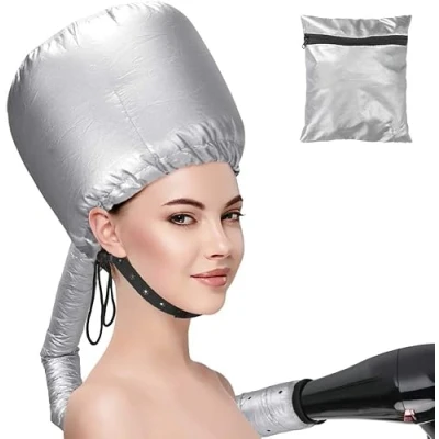 Abbildung von Trockenhaube, elastisch, für Haartrockner, grau, tragbar, professionell, lockiges Haar