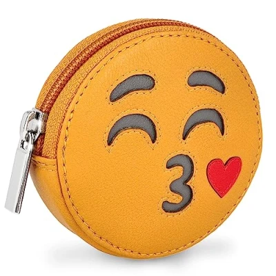 Abbildung von MANAGE Kuss Smiley Börse mit Schlüsselring inkl. Geschenkbox Minigeldbörse für Frauen und Kinder Schlüsselmäppchen Damen Leder Gelb 32717 14