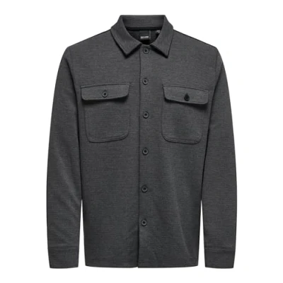 Abbildung von ONLY &amp; SONS Herren Freizeit Hemd ONSNEWKODYL Overshirt Regular Fit XS XXL, Größe:XS, Farbe:Dark Grey Melange 22021279