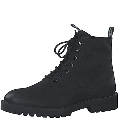 Abbildung von MARCO TOZZI by Guido Maria Kretschmer Herren Stiefeletten zum Schnüren aus Leder mit Schnürsenkeln und Reißverschluss, Schwarz (Black Nubuck), 42