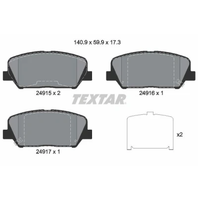 Abbildung von TEXTAR 2491501 Bremsbelagsatz mit akustischer Verschleißwarnung Zubehör HYUNDAI: i30 II Estate, Hatchback, Coupe