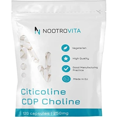 Abbildung von Citicolin CDP Cholin 120 Kapseln Für Gedächtnis, Konzentration und Kognitive Funktion Gluten, Allergen Frei Hergestellt in ISO Zertifizierten Betrieben Nootrovita