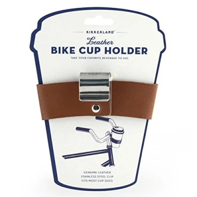 Abbildung von Kikkerland Leder Kaffeehalter Fürs Fahrrad, braun, S, M, L