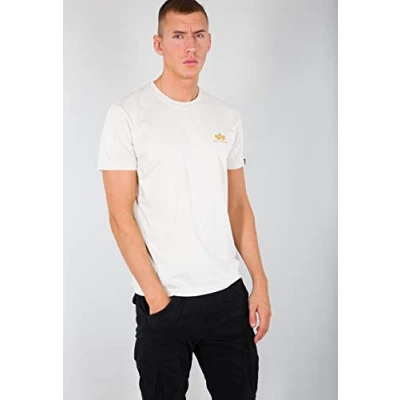 Abbildung von Alpha Industries Herren Basic T Small Logo Shirt, Blickdicht, Vintage White, XXL