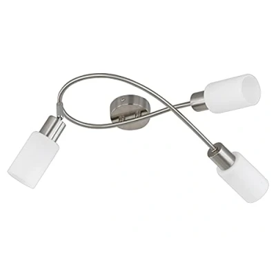Abbildung von Reality Leuchten Deckenleuchte Mars R80013907, Metall Nickel Matt, Glas Matt WeiÃŸ, 3 X E14