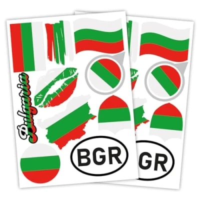 Abbildung von Finest Folia 2er Set DIN A4 Länderaufkleber Fahne Aufkleber Länderfahne Flagge für Auto Motorrad Sticker Länderflagge selbstklebend wetterfest R217 (10 Bulgarien)