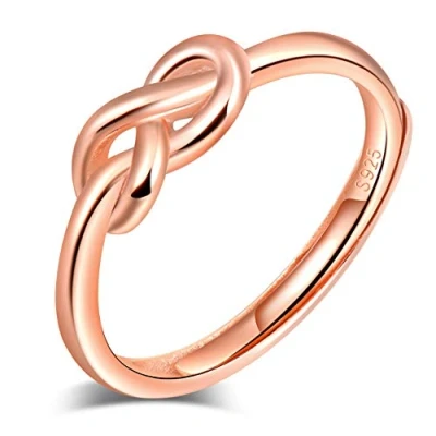 Abbildung von Yumilok Damen Ringe Einstellbar Öffnen Knote Ring Unendlich Twisted Jahrestag Partnerringe Fingerring Vertrauensring 925 Sterling Silber für Frauen Roségold