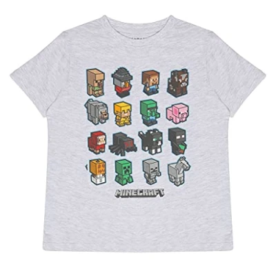 Abbildung von Minecraft Mini Mobs T Shirt, Kinder, 104 182, Heather Grey, Offizielle Handelsware