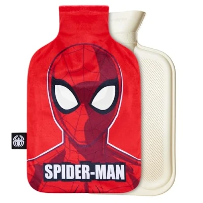 Abbildung von Marvel Wärmflasche Mit Vlies Bezug Lang 1,7 oder 2 Liter Kuschel für Frauen (Rot Spiderman)