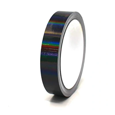 Abbildung von (0,79/m) 10 Meter Hologramm Zierstreifen Basteln Möbel Auto Motorrad Modellbau Deko Dekorstreifen Klebestreifen selbstklebend DIY (Hologramm Schwarz, 10mm Breite)