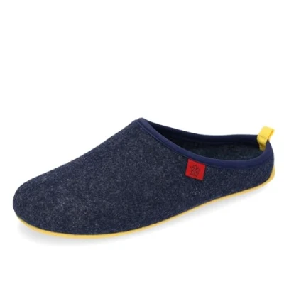 Abbildung von Andrés Machado Hausschuhe für Herren Herbst Dynamic Unisex Slipper Wolle und Filz rutschfeste Gummisohle herausnehmbares Fußbett Blau Gelb EU 46