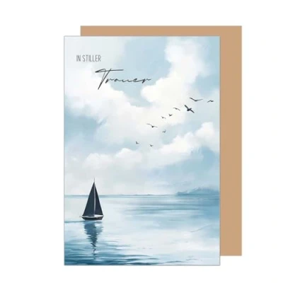 Abbildung von Edition Seidel Premium Trauerkarte mit Umschlag. Beileidskarte Trauer Karte In stiller Aufrichtige Anteilnahme Abschied letzter Gruß Mitgefühl Vögel See Boot (T1179 SW024)