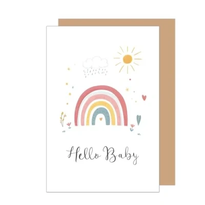 Abbildung von Edition Seidel Premium Glückwunschkarte zur Geburt mit Umschlag. Karte Grußkarte Babykarte Billet Hello Baby Junge Mädchen Kind Regenbogen (E286 SW024)