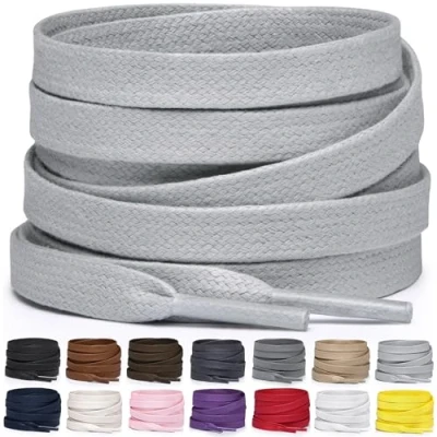 Abbildung von Miscly Schnürsenkel Flach Gewachst Reißfest für Steifel und Lederschuhe 100% Baumwolle Ø 6mm (91 cm, Hellgrau)